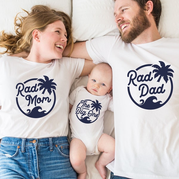 The Big One Surf Birthday, First Birthday Surfing Mom Dad Shirts, Matching Family Surfer 1st Birthday Tshirts, Rad Mom Dad Brother Sister,