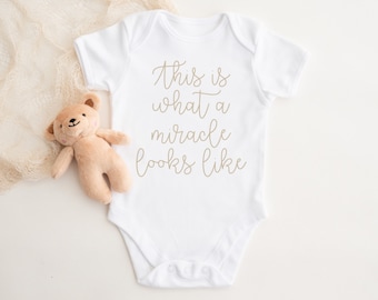 IVF Mama We Beat Infertility Rainbow Baby Bodysuit IUI ICSI About Time Infertility Onesie\u00ae Miracle Baby Announcement proceeds donated