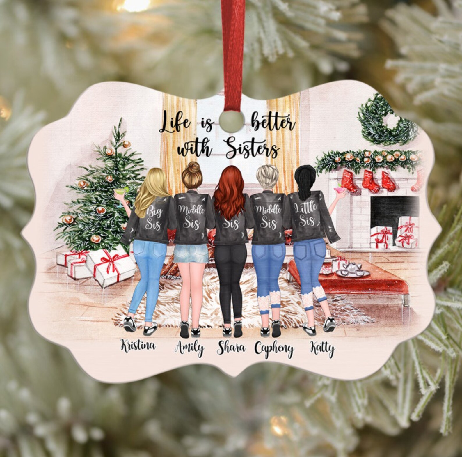 Personalized Besties Ornament Life is better with sisters Etsy