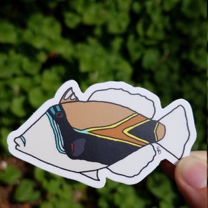 Reef Triggerfish Sticker Hawaiian State Fish Weatherproof Vinyl Durable