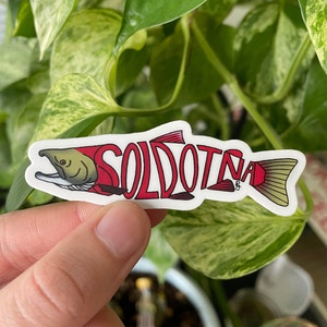 Soldotna Red Salmon Fish Sticker Weatherproof Vinyl Durable