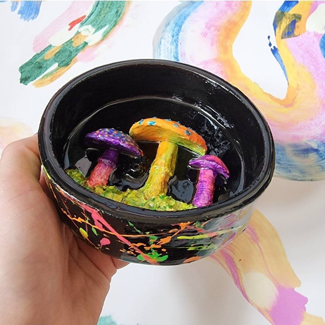 Psychedelic Quirky Mushroom Trippy Incense Burner / Ashtray / Etsy