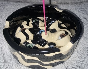 Quirky | Psychedelic |  Clay | Eye |  Multifunctional | Ashtray | incense burner |