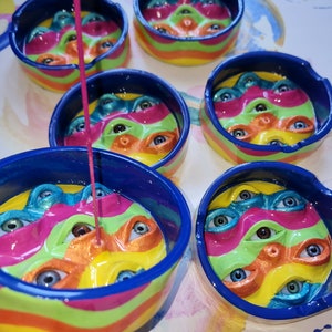 Quirky | Psychedelic |  Clay | Eye |  Multifunctional | Ashtray | incense burner |