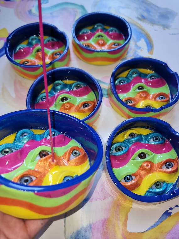 KOKUYO ASH-TRAY 花形灰皿3個セット Quirky | Psychedelic | Clay | Eye | Multifunctional | Ashtray
