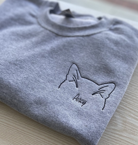 Cat Sweatshirt and Hoodie Embroidered | Cat Mom Dad Gift | Cat Mom Dad Sweatshirt and Hoodie | Customize Cat Name