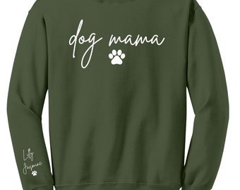 Custom Dog Mama Sweatshirt & Hoodie with Names on the Sleeve, Dog Mom Gift, Dog Mom Sweatshirt, Custom Dog Mama Hoodie, Dog Paw Sweatshirt