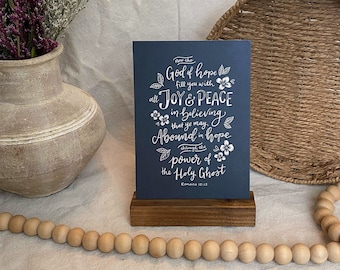 God Of Hope Art Card | Romans 15:13 Wall Decor | Scripture Desk Decor