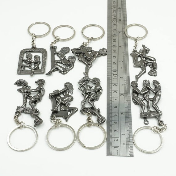 Vintage Die Cast Mechanical Key Fob Chain Risque Moving Sex Position Man Woman Vintage Die Cast Mechanical Key Fob Chain Risque Moving Sex Position Man Woman