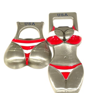 A Pair of Sexy Bikini USA Bottle Openers / Pin up Magnets