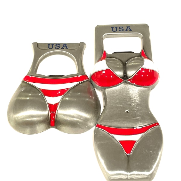 A Pair of Sexy Bikini USA Bottle Openers / Pin up Magnets