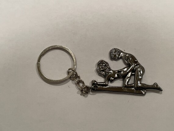 Vintage Die Cast Mechanical Key Fob Chain Risque Moving Sex Position Man Woman Vintage Die Cast Mechanical Key Fob Chain Risque Moving Sex Position Man Woman
