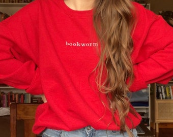 Bookworm Embroidered Crewneck Sweatshirt