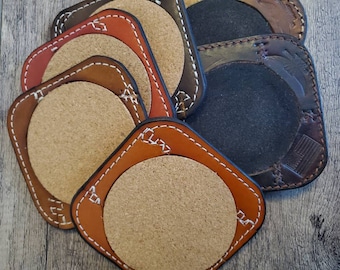 Handmade Leather Coaster Set, Coaster, Drink coaster, Coaster set, Leather Coasters, drink holder, Coaster set,