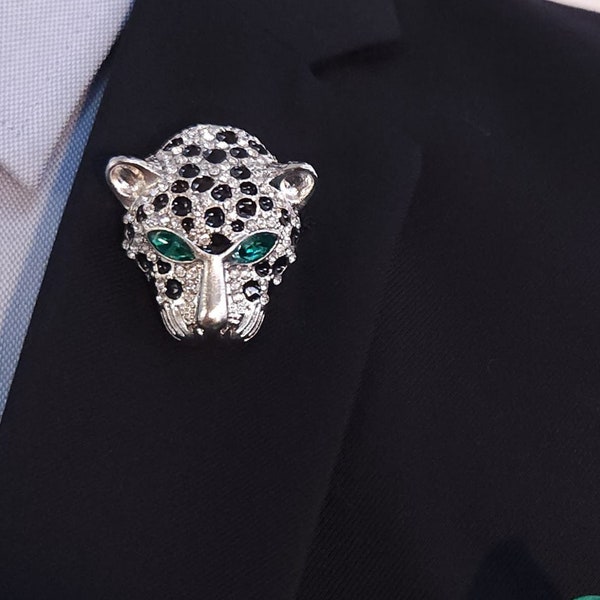 Silver Jaguar Luxury Brooch Lapel Pin