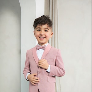 Boy's 5-pieces Slim Fit Blush Fashion Sequin Tuxedo Set Perfect for ...