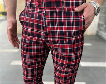 Plaid red and black pants 2025