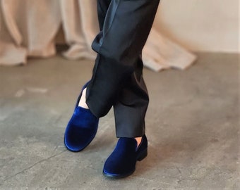 Boy's Velvet Loafer Shoes  Royal Blue perfect for Weddings, Parties, and other Milestones