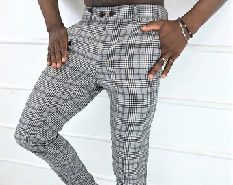 blue and white plaid pants outfit on Pinterest
