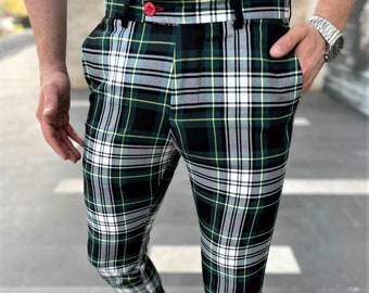Men's Fashion Plaid Pants ( Hunter green and Navy )