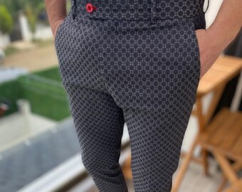 Men's Fashion Plaid Pants( Grey)
