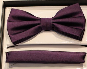 Plum color Suspender + Matching  Bow Tie Set | Wedding Accessories for Groom and Groomsmen