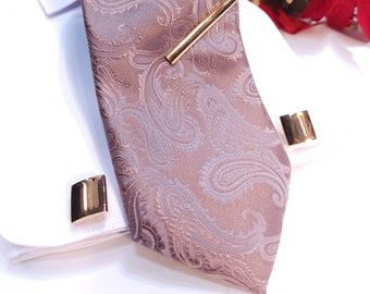 Men's Mauve color  Microfiber Paisley Necktie and hanky