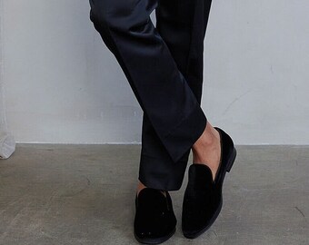 Men's Black Velvet Loafers