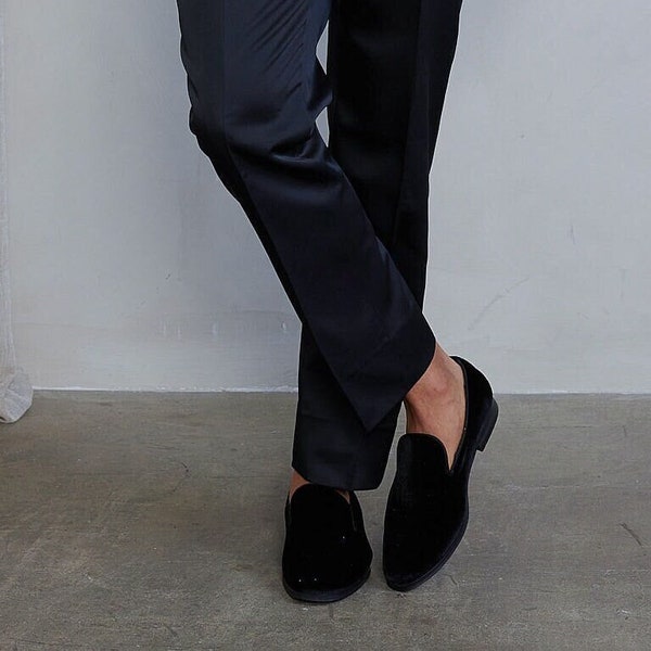 Men's Black Velvet Loafers