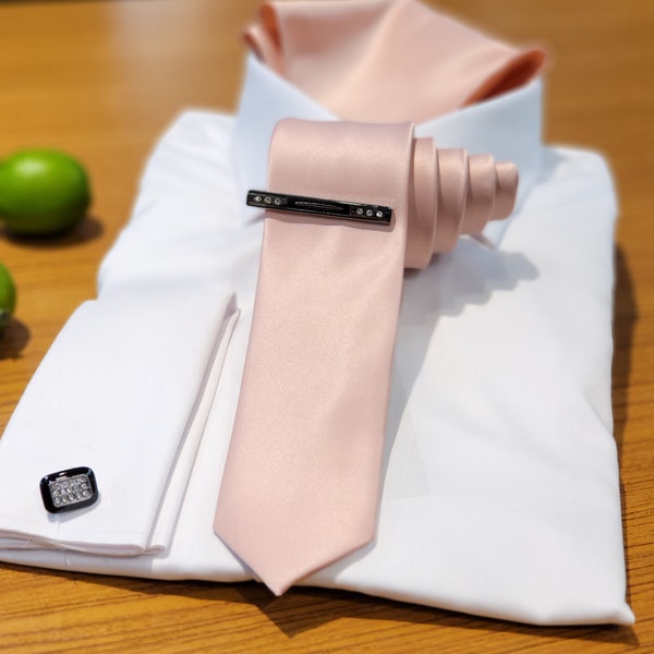 Men's Rose gold Microfiber Necktie and hanky