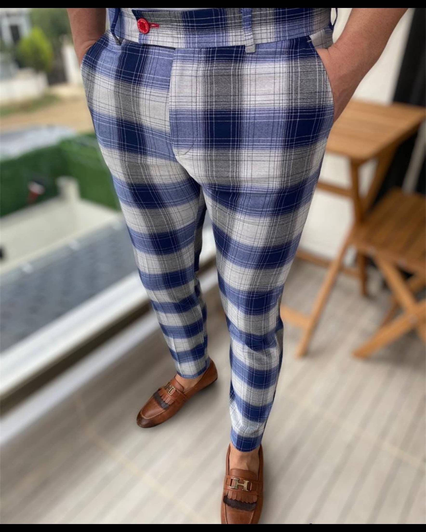 casual plaid pants men