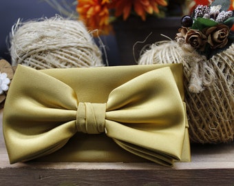 Men's Gold Satin Bow Tie