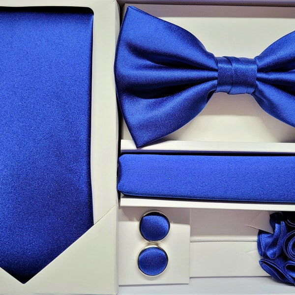 Elegant Red Necktie and Bowtie Set for Men