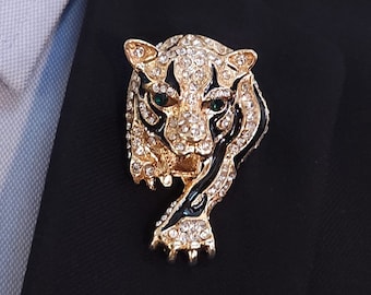 Gold Jaguar Luxury Brooch Lapel Pin