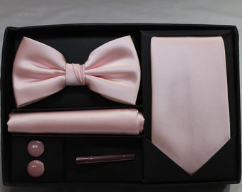 Necktie and Bowtie Box Set for Men Dusty Rose