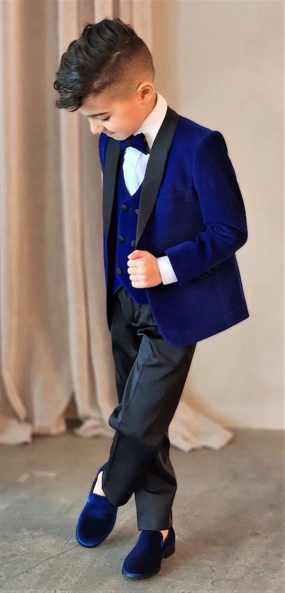 at føre virtuel heltinde Boy's Velvet Loafer Shoes Royal Blue Perfect for Weddings - Etsy Finland