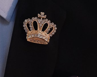 Gold King's Crown Luxury Brooch Lapel Pin