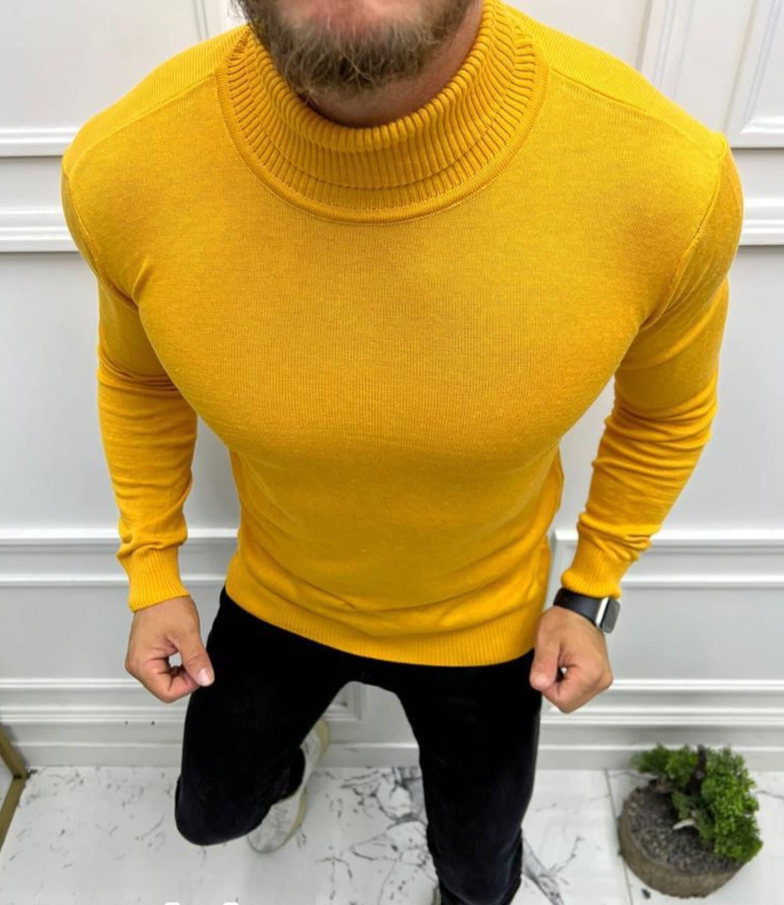 Mens yellow turtleneck clearance shirts