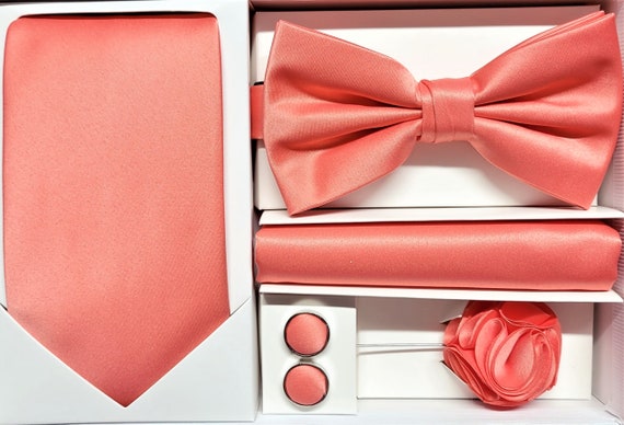 Mens coral colored 2024 bow ties
