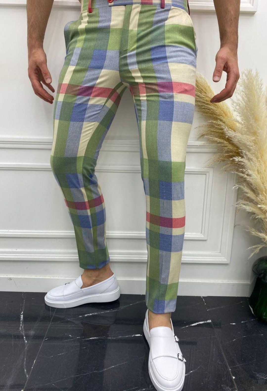 Men's Fashion Plaid Pants multi Colors Etsy