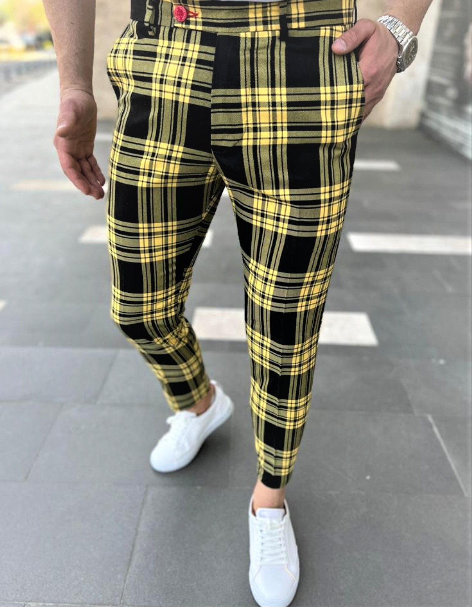 Kat's Love Too True Yellow Plaid Pants - Size S - Rhymes With Orange