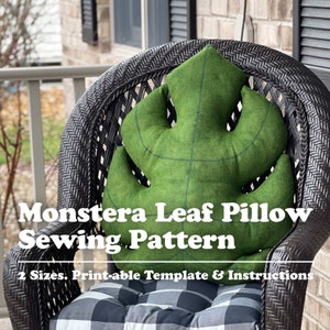 Sewing Pattern: Monstera Leaf Decorative Pillow | Print-able Instructions & Template | 2 Sizes | Designed in Wisconsin by Dandelion Cheese