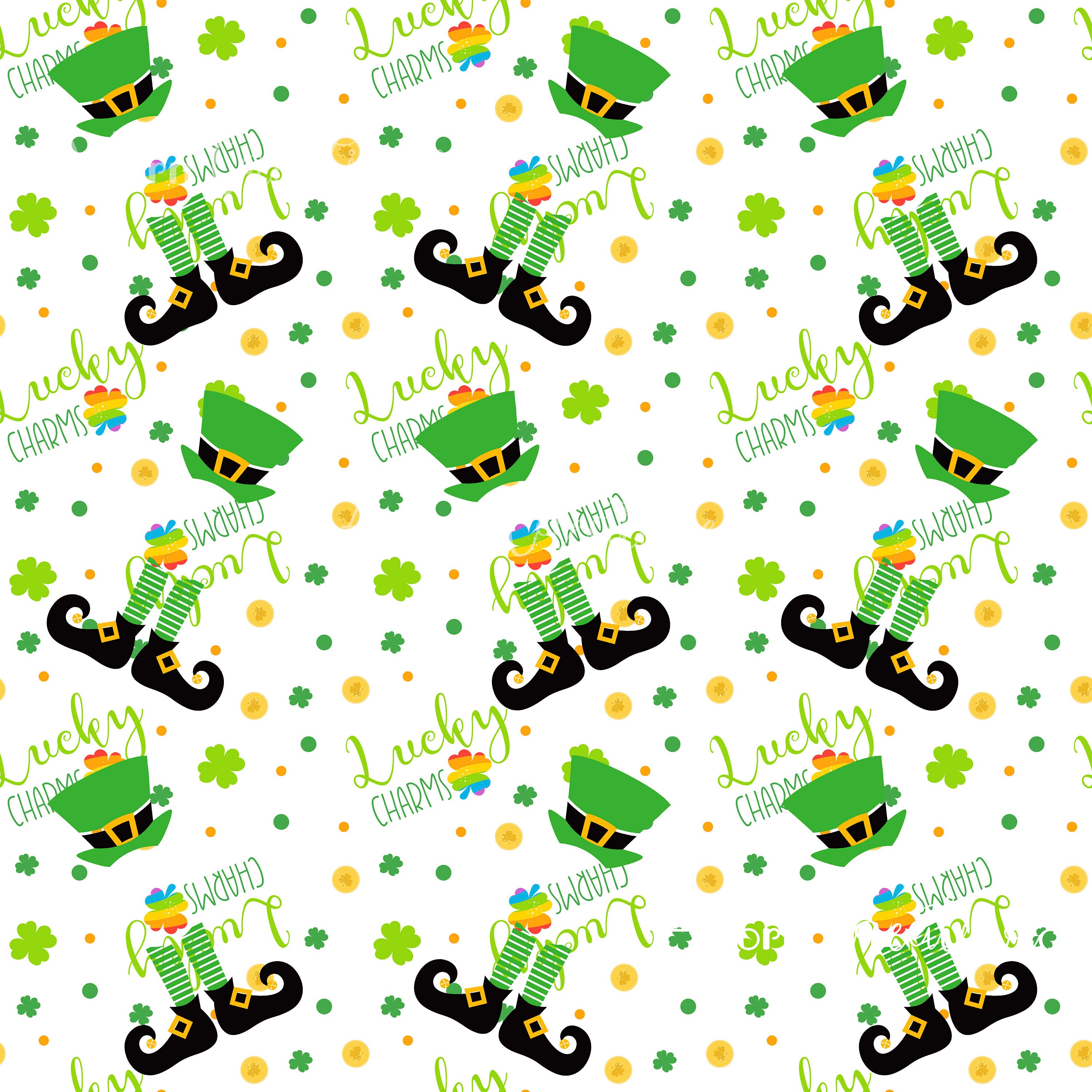 Seamless St Patrick's Day Digital Paper Lucky Leprechaun Repeat Pattern