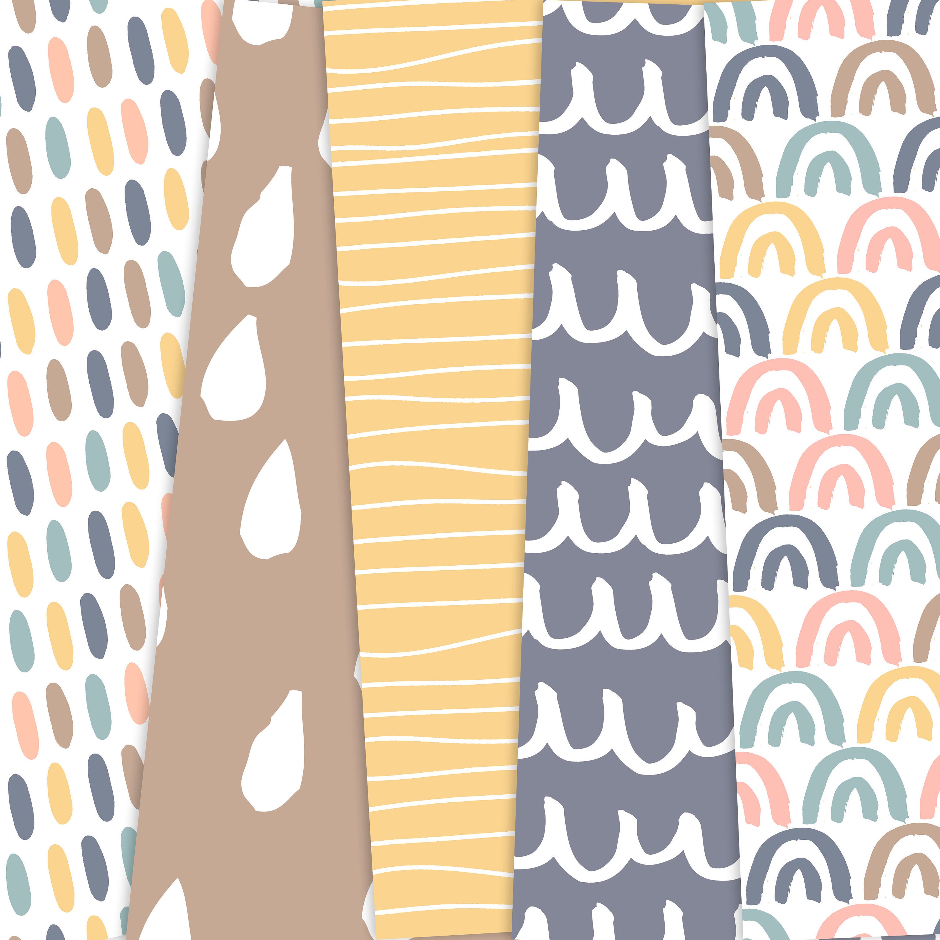 Doodle Digital Paper Set - Scrapbook Paper Pack - Boho Doodles ...