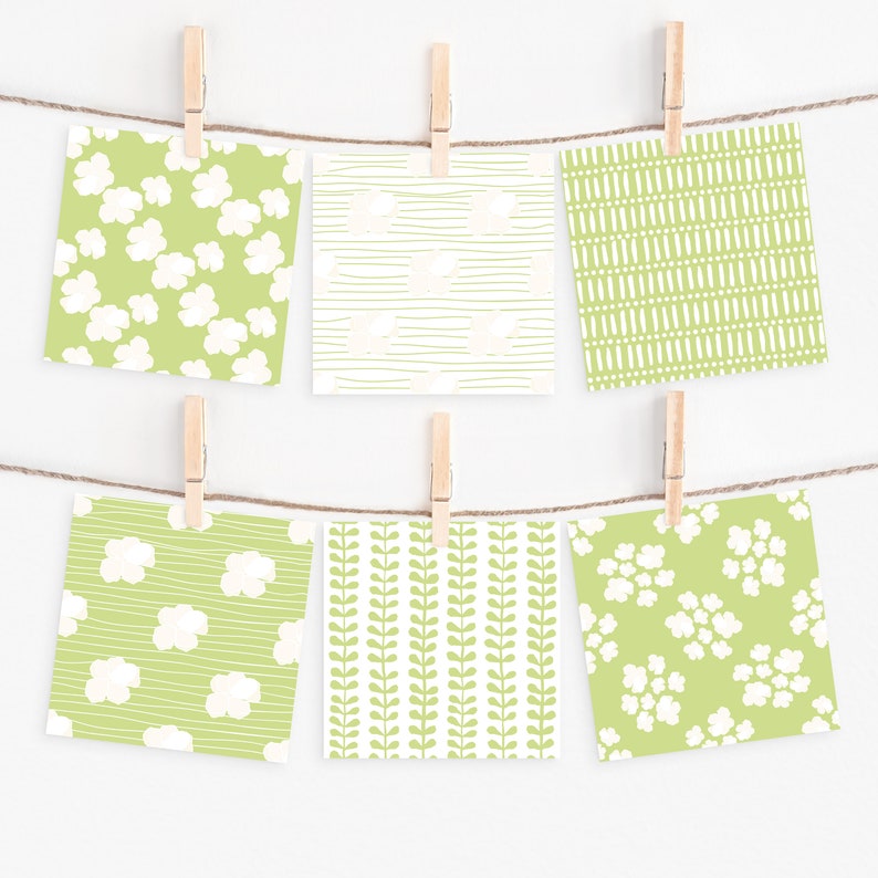 Sage Green Paper Set Digital Scrapbook Paper Pack Flower Etsy