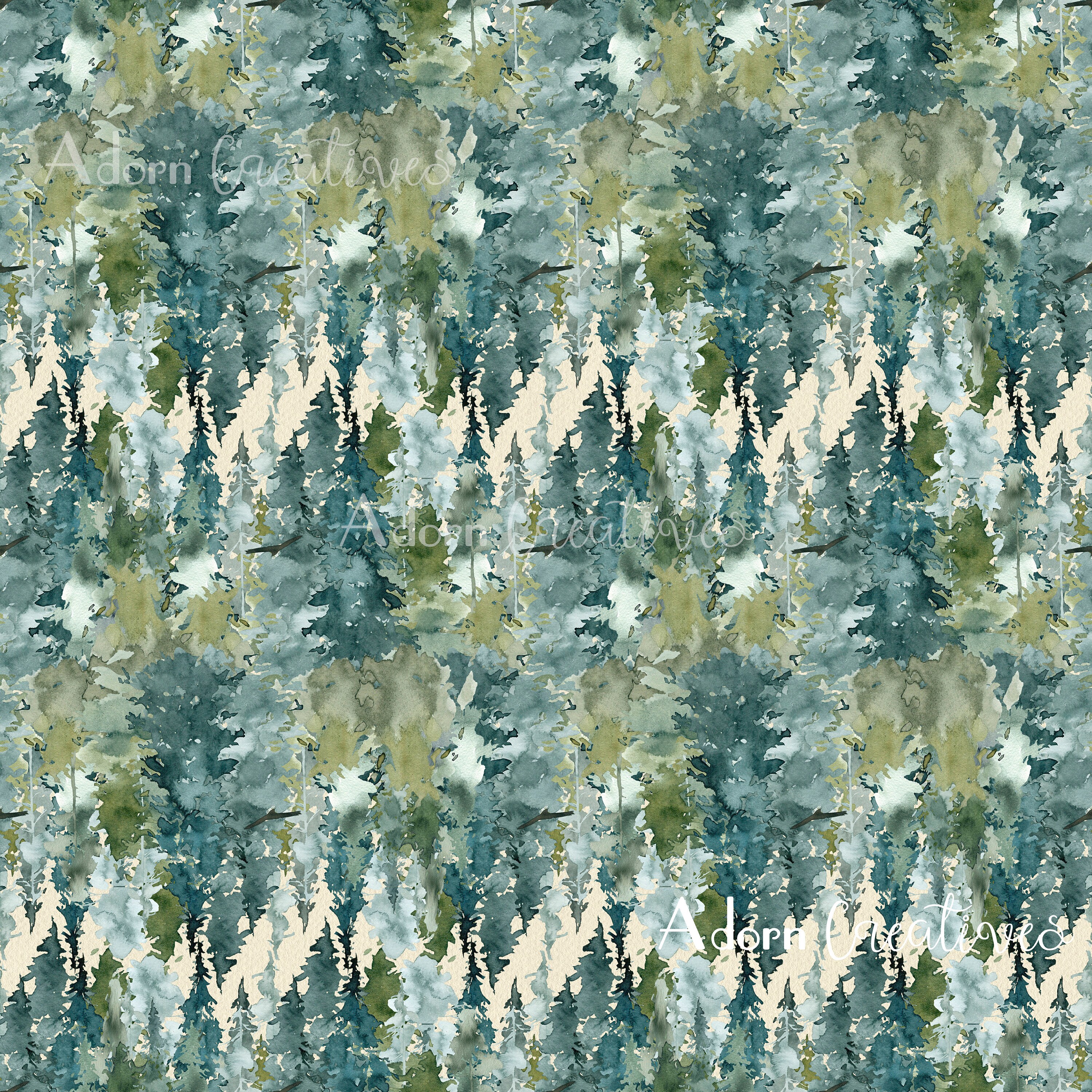 Watercolor Forest Seamless Repeat Pattern Files - Deep Woods Digital ...