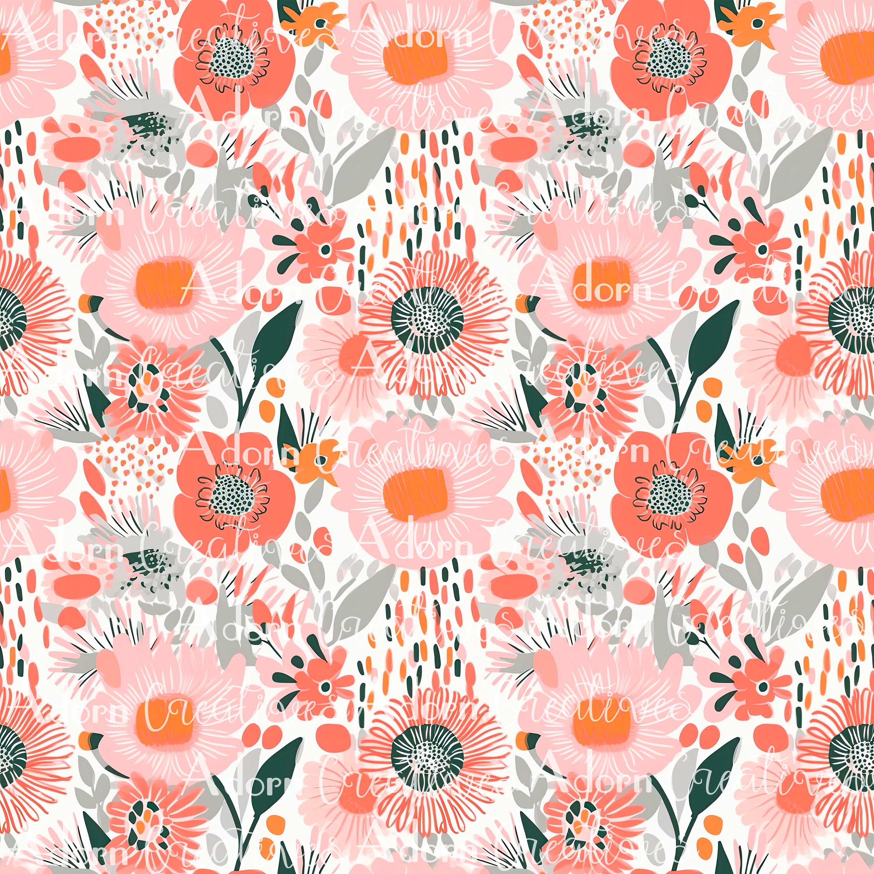Repeat Pattern Design Pink Cute Pink Floral Repeat Pattern | Large Flowers Seamless Pattern | Pink ...