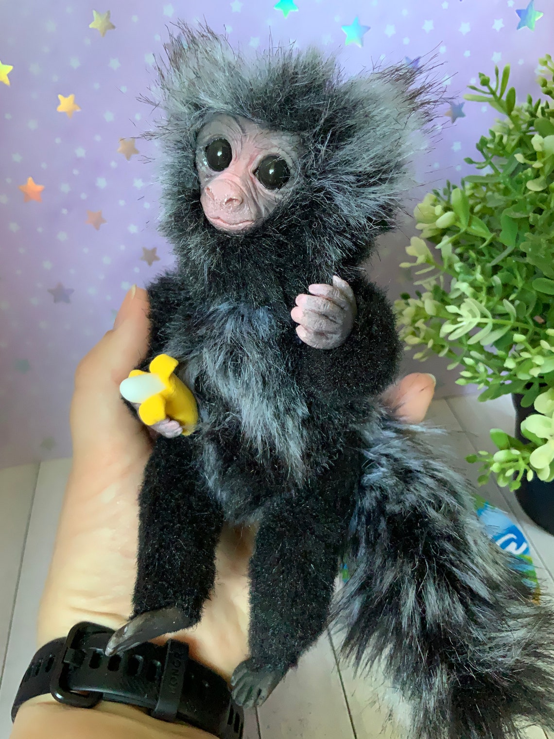 monkey doll with red lips