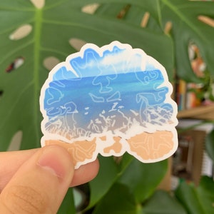 Beach Brain Sticker, MRI coronal, ocean neuroscience decal