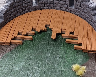 Crumbling Tower Wall and Floor with Arrow Loops / Dungeon terrain / Gaming accessories / Dragonlock / RPG / Dungeon Master / Gaming terrain